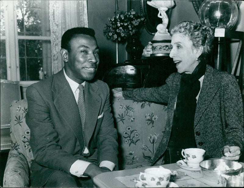 Blixen, Karen, with pianist Eugene Haines. - Vintage Photograph