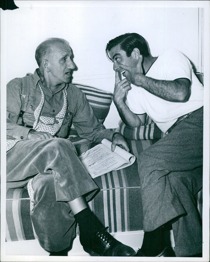 Director Richard Whorf interrupts Jimmy Durante during the filming of "It Happened in Brooklyn" - Vintage Photograph