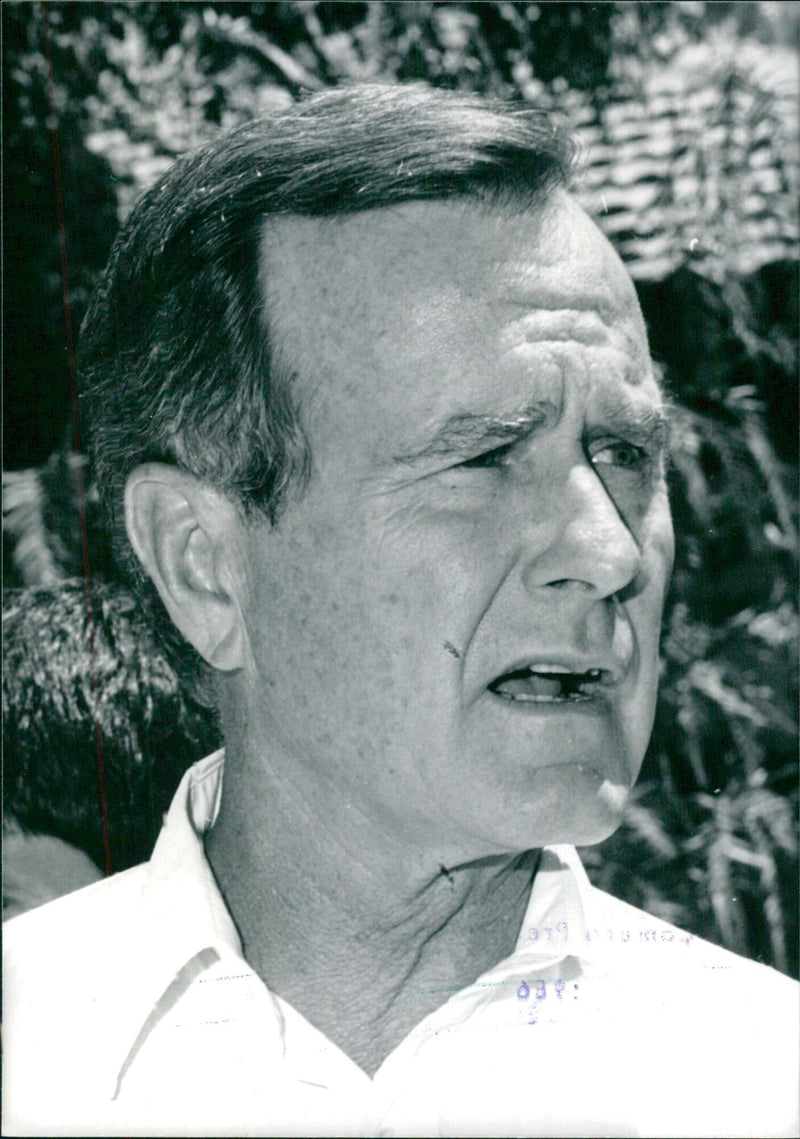 George Bush, U.S. Vice-President and prospective candidate for the 1988 Presidential election. - Vintage Photograph