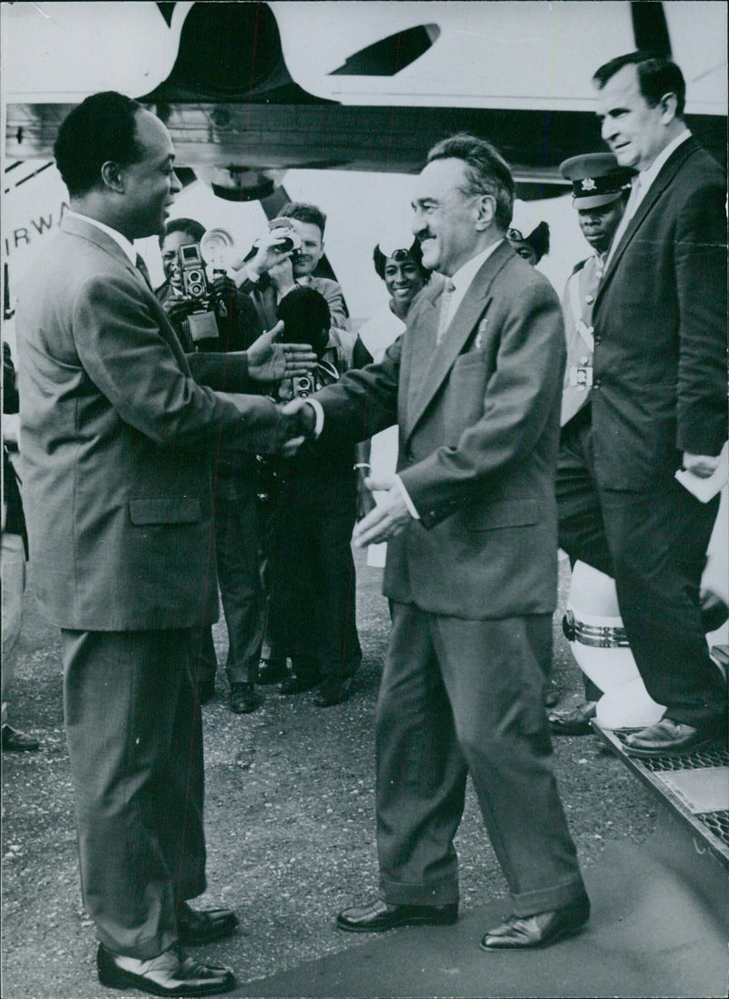 President Nkrumah welcomes Mikoyan - Vintage Photograph