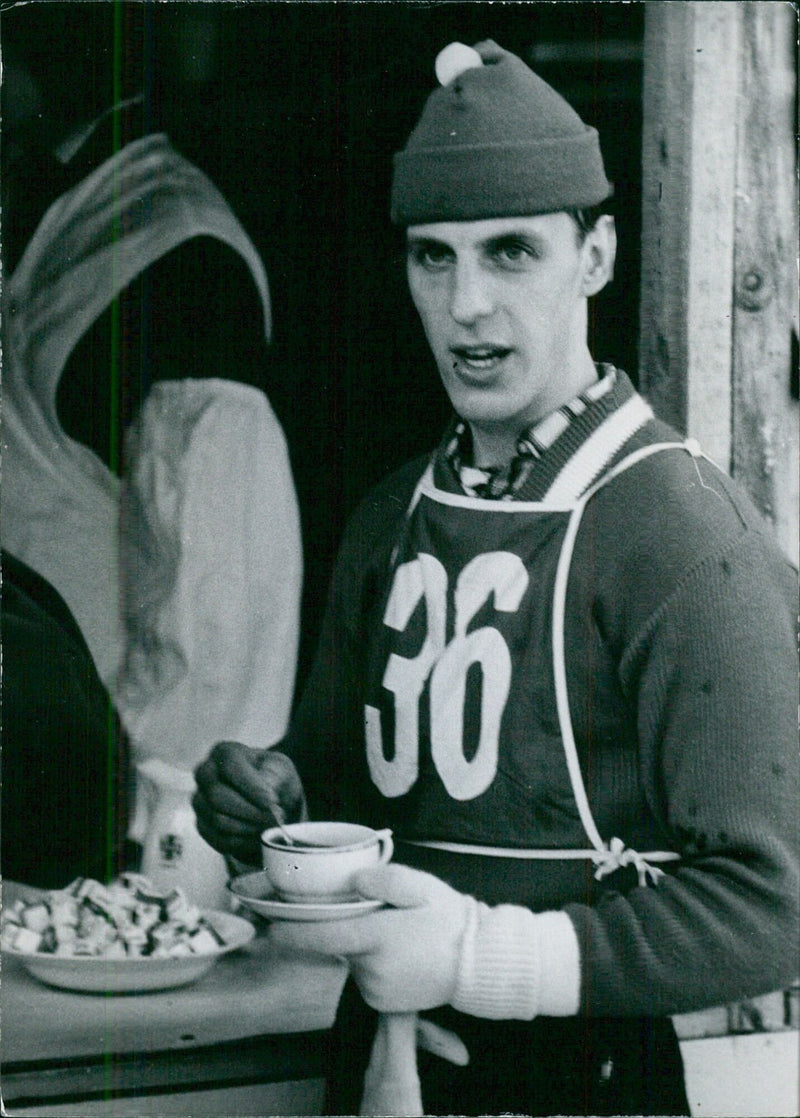 Finnish skier Martti Maatela, who will be competing in the men's events at the 36th Winter Olympic Games held in Squaw Valley, California. - Vintage Photograph