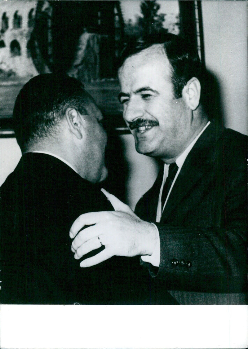 General Hafez Assad of Syria receiving special envoy from President Sadat of the United Arab Republic - Vintage Photograph