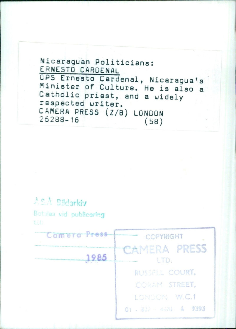 Ernesto Cardenal, Nicaragua's Minister of Culture - Vintage Photograph