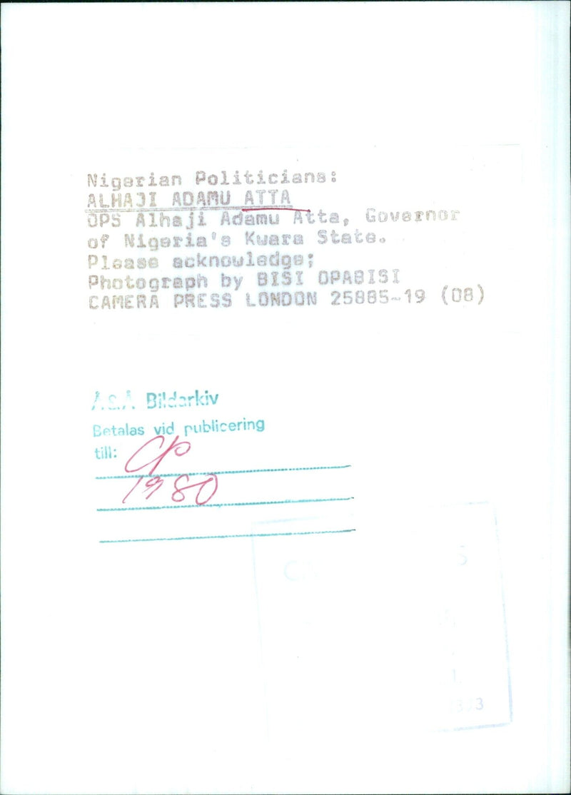 ALHAJI ADAMU ATTA OPS - Vintage Photograph