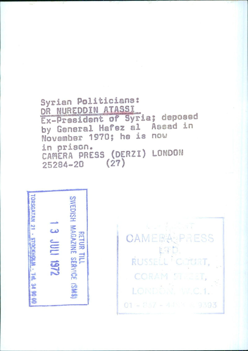 Syrian Politician Dr. Nureddin Atassi, Ex-President of Syria - Vintage Photograph