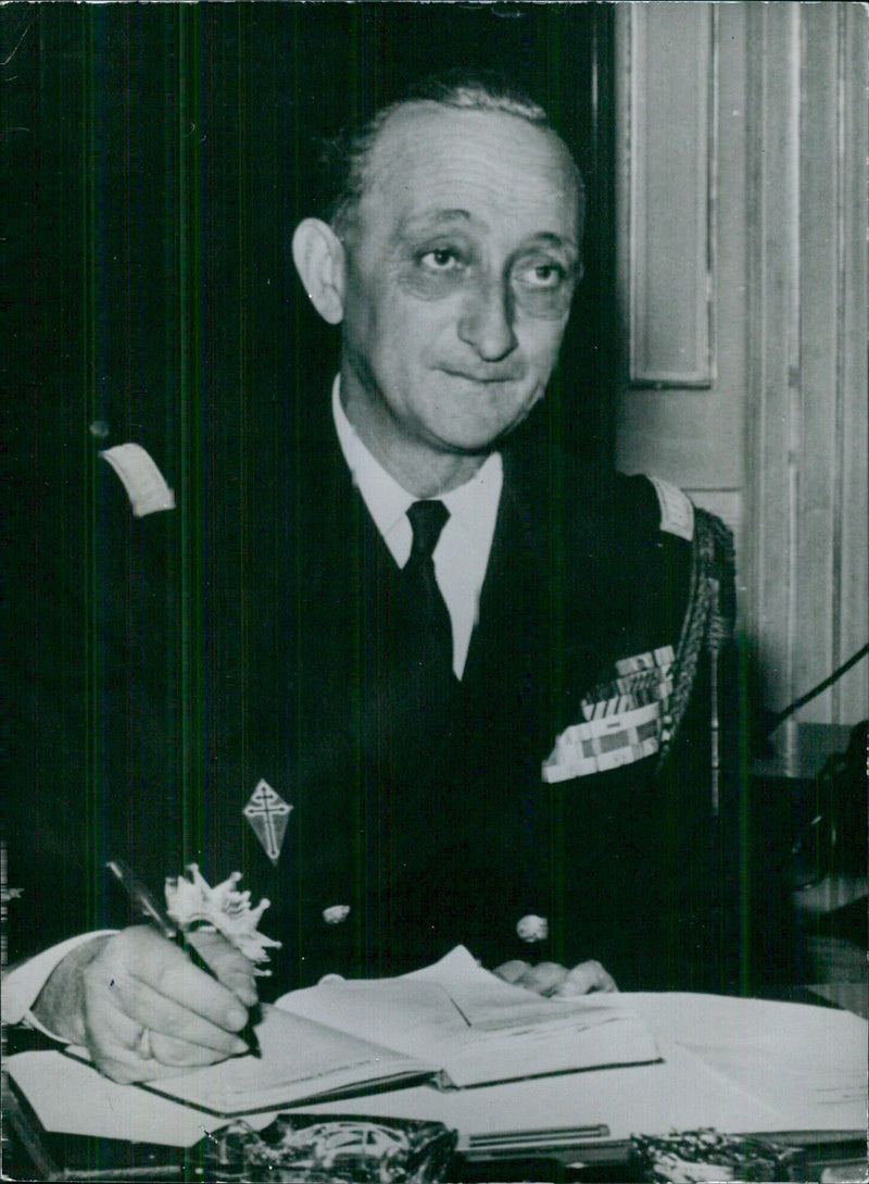 French Service Chiefs: ADMIRAL GEORGES CABANIER Chief of Staff of the French Navy. - Vintage Photograph