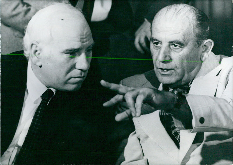 Walter Arndt & Yosef Almogi during a meeting in Israel - Vintage Photograph