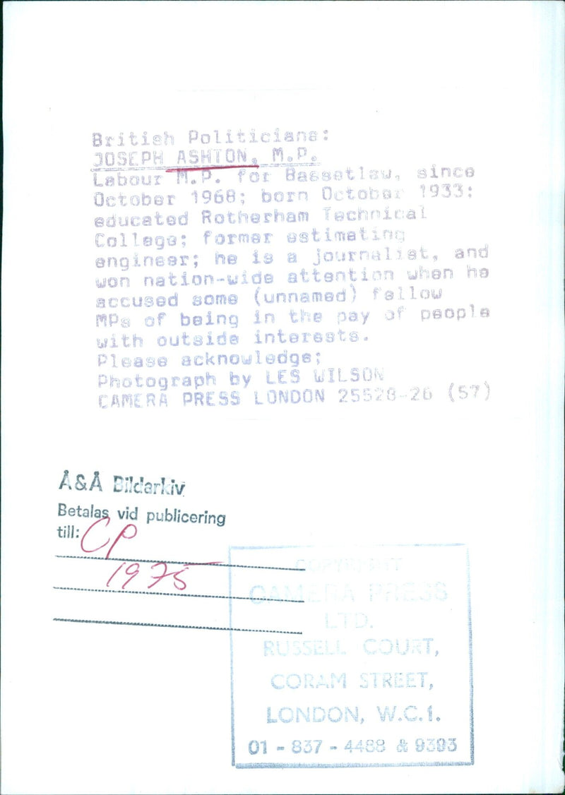 British Politician: Joseph Ashton, M.P. - Vintage Photograph