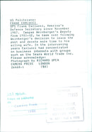 Frank Carlucci, America's Defence Secretary since November 1987. - Vintage Photograph