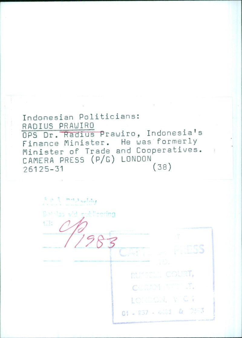 Indonesian Politicians: RADIUS PRAWIRO - Vintage Photograph