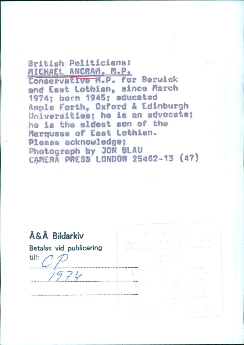 British Politician Michael Ancram, M.P. - Vintage Photograph