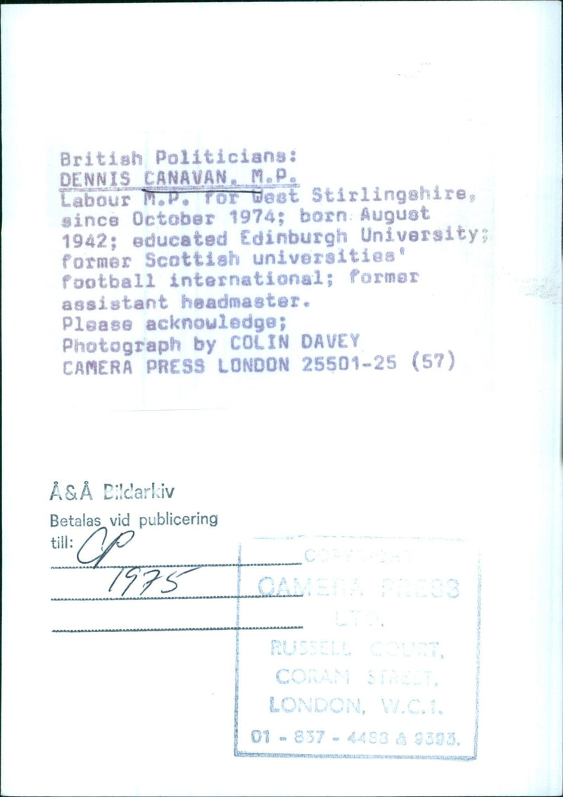 British Politician Dennis Canavan - Vintage Photograph