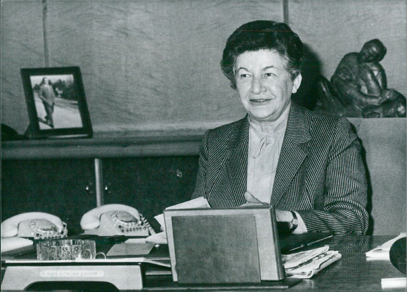 MILKA PLANINC, Prime Minister of Yugoslavia, in her office - Vintage Photograph