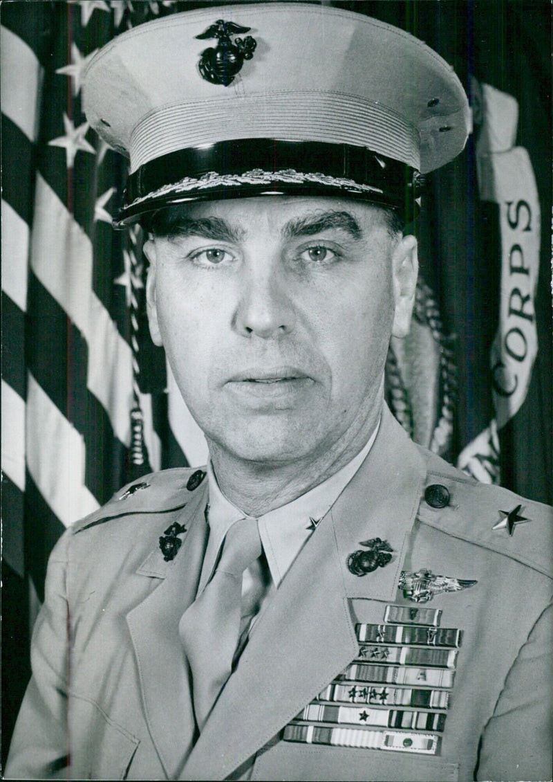 BRIGADIER GENERAL E.E. ANDERSON, Chief of Staff, III Marine Amphibious Force - Vintage Photograph