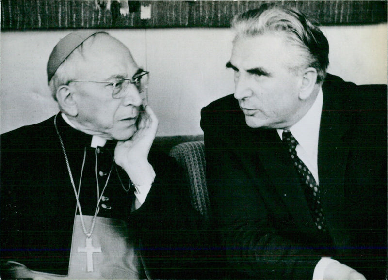 Poland's Foreign Minister Jozef Czyrek with Cardinal Agostino Casaroli - Vintage Photograph