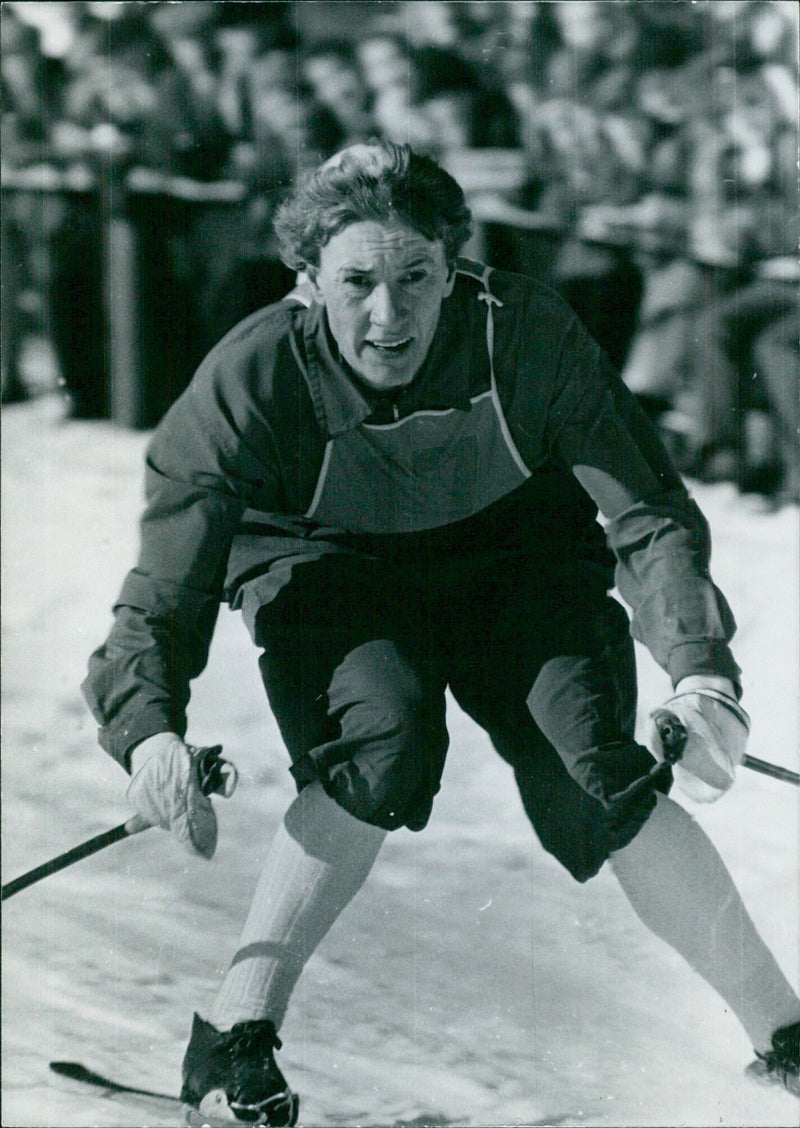 EVA HÖG, Leading Finnish Skier at Winter Olympics - Vintage Photograph