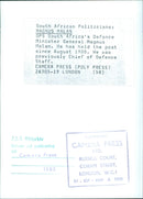 Magnus Malan, South Africa's Defence Minister - Vintage Photograph