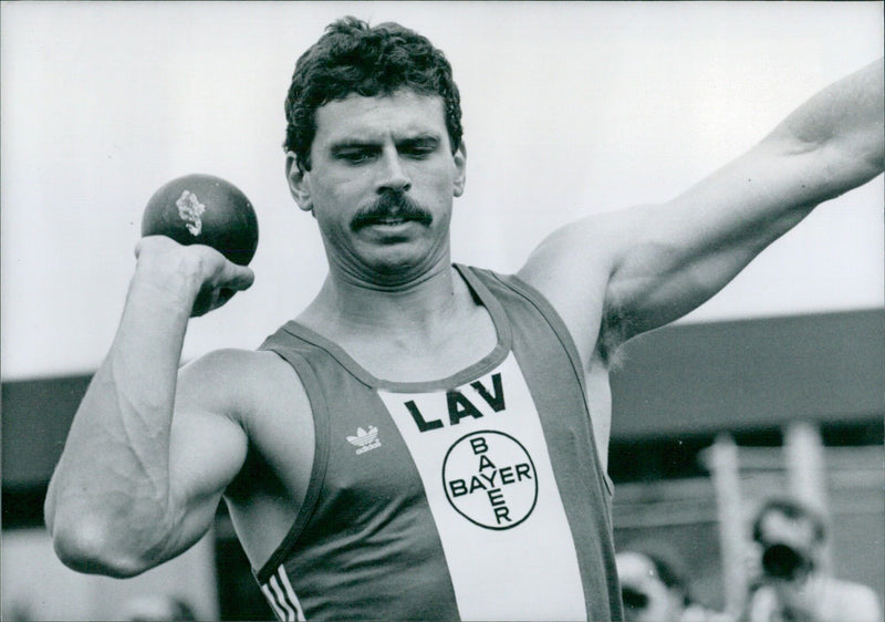 West German decathlete Jürgen Hingsen in action - Vintage Photograph