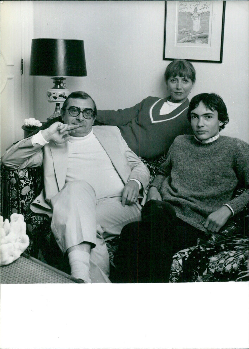 Claude Chabrol & Stéphane Audran with their son Thomas - Vintage Photograph