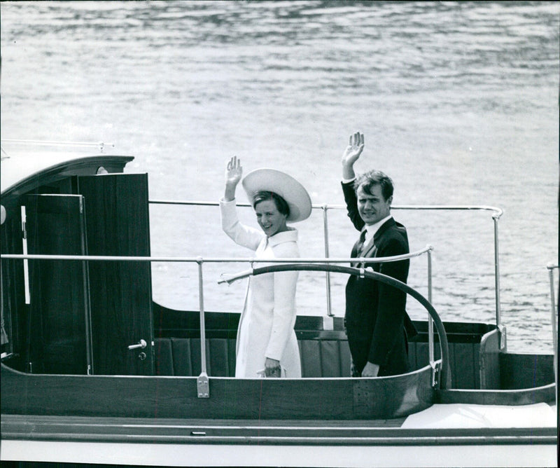 Princess Margreth and Court Hon navigating the harbour of Copenhagen - Vintage Photograph