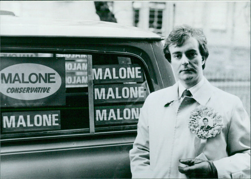 Gerry Malone, Conservative candidate in the forthcoming by-election in Hillhead, Glasgow - Vintage Photograph