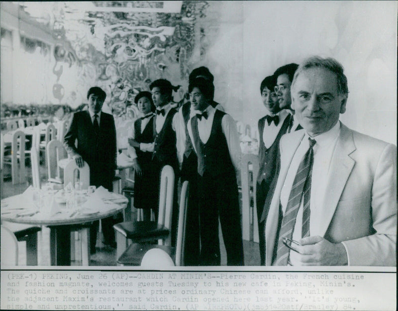 Pierre Cardin opens new cafe in Peking - Vintage Photograph