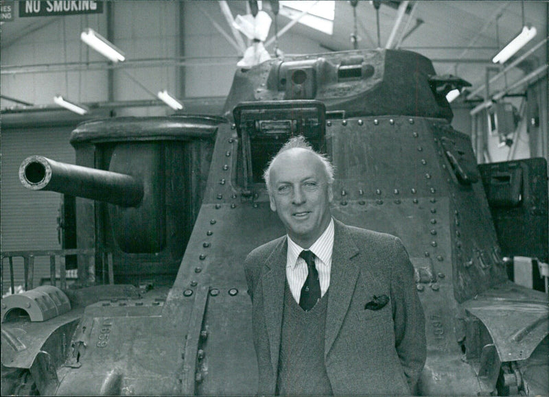 Viscount Montgomery of Alamein with his father's old tank - Vintage Photograph