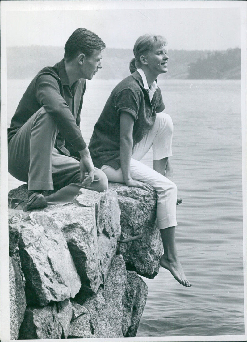 Kjell Grede and Bibi Andersson engaged - Vintage Photograph