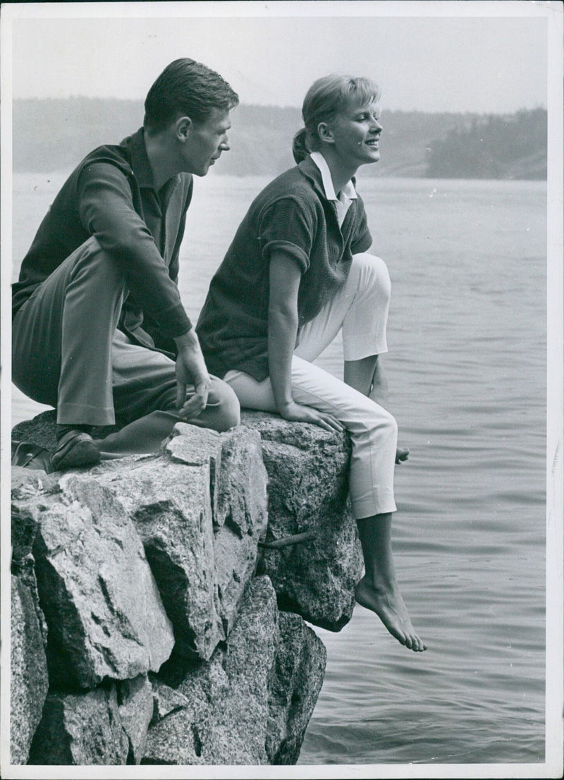 Bibi Andersson with fiancé Kjell Brede - Vintage Photograph