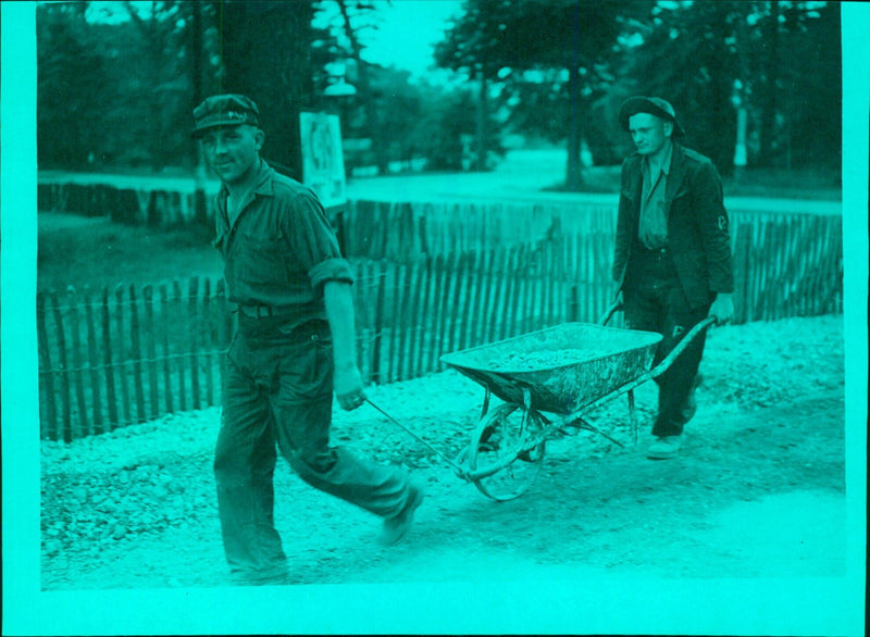 German prisoners helping to build the new Britain - Vintage Photograph