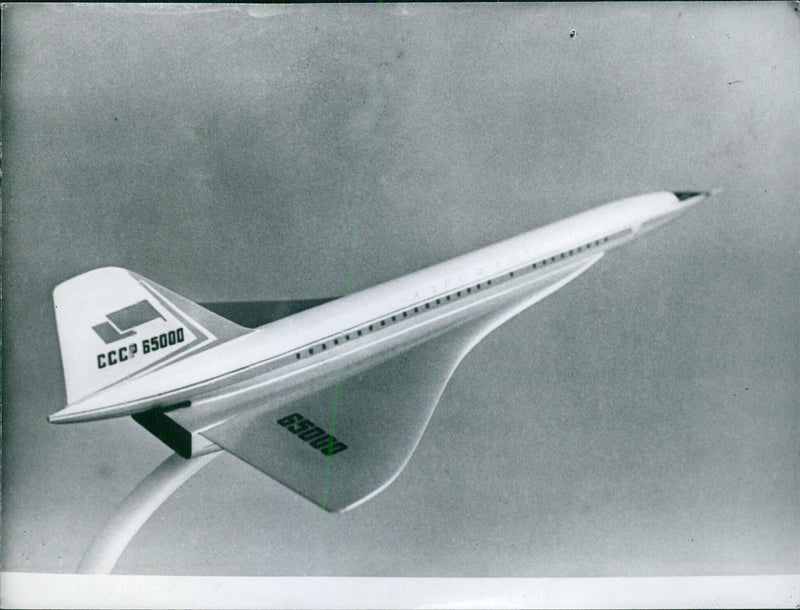 Soviet-made TU-154 airliner on display - Vintage Photograph