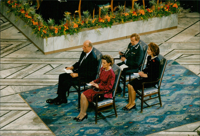 King Harald and Queen Sonja with the King's adjutant and Queen Hordam - Vintage Photograph