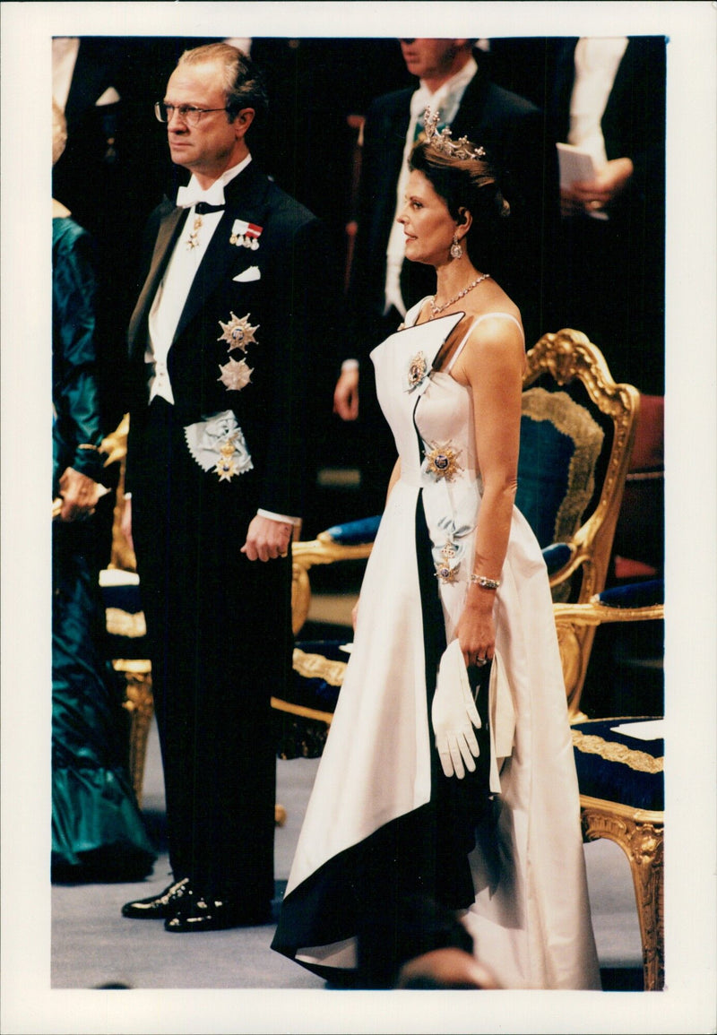 The King & Queen of Sweden at the Nobel Prize 1994 - Vintage Photograph