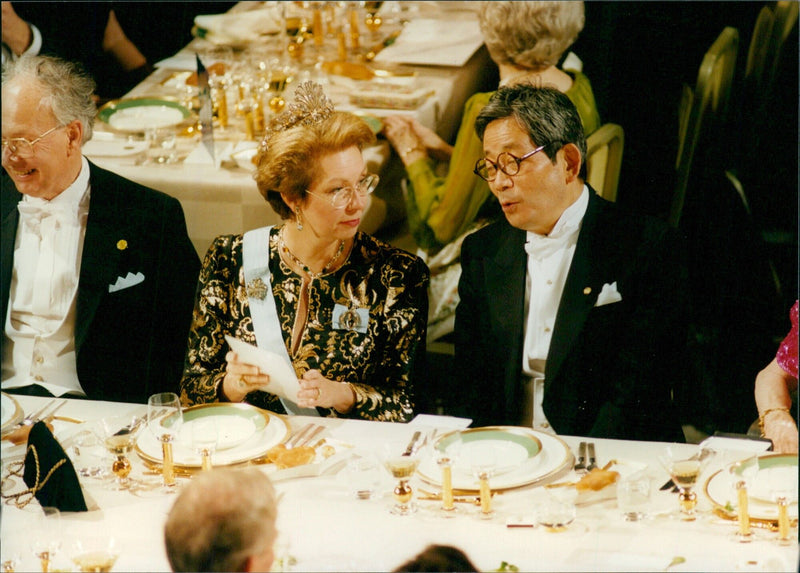 Konzaburo Oe talks to Princess Christina of Sweden - Vintage Photograph