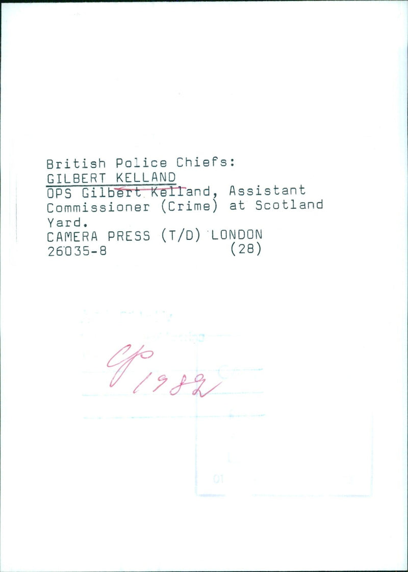 British Police Chiefs: GILBERT KELLAND OPS - Vintage Photograph