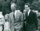 Two happy Kings: ex King Leopold (holding his daughter Marie Christine) and his son King Baudoin. - Vintage Photograph