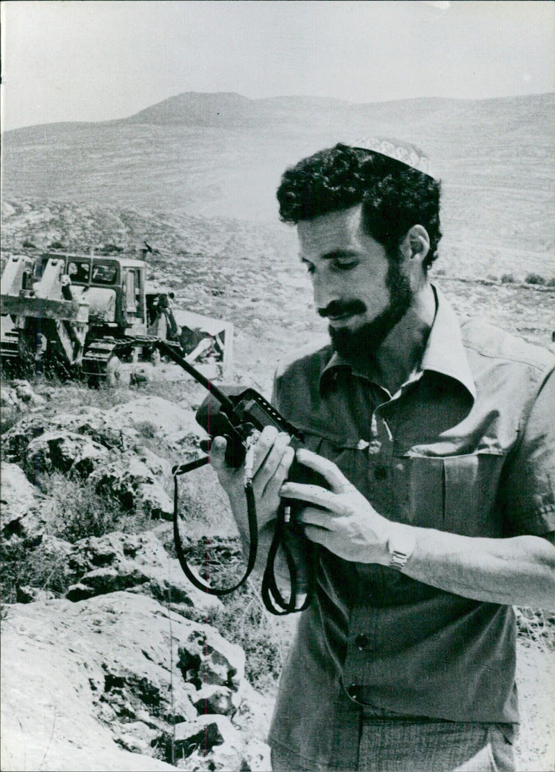 Israeli Religious Leader in Elon Moreh Settlement - Vintage Photograph