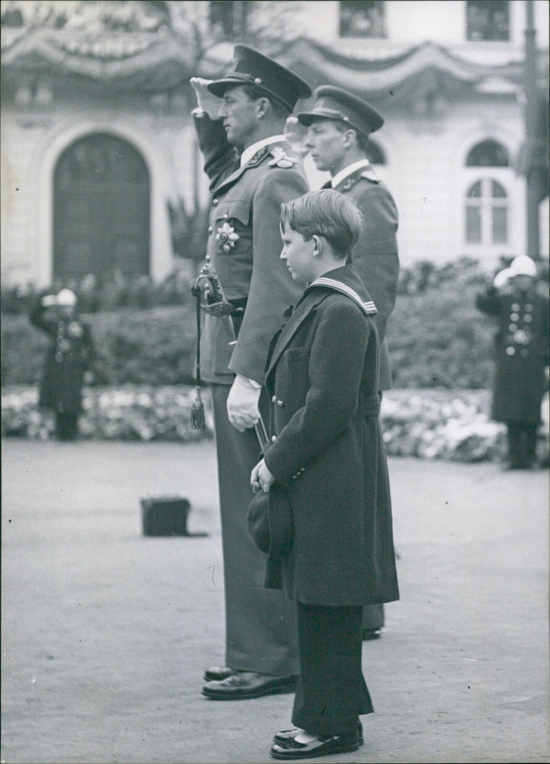 Prince Baudouin at an official ceremony in front of the Tomb of the Unknown Soldier - Vintage Photograph