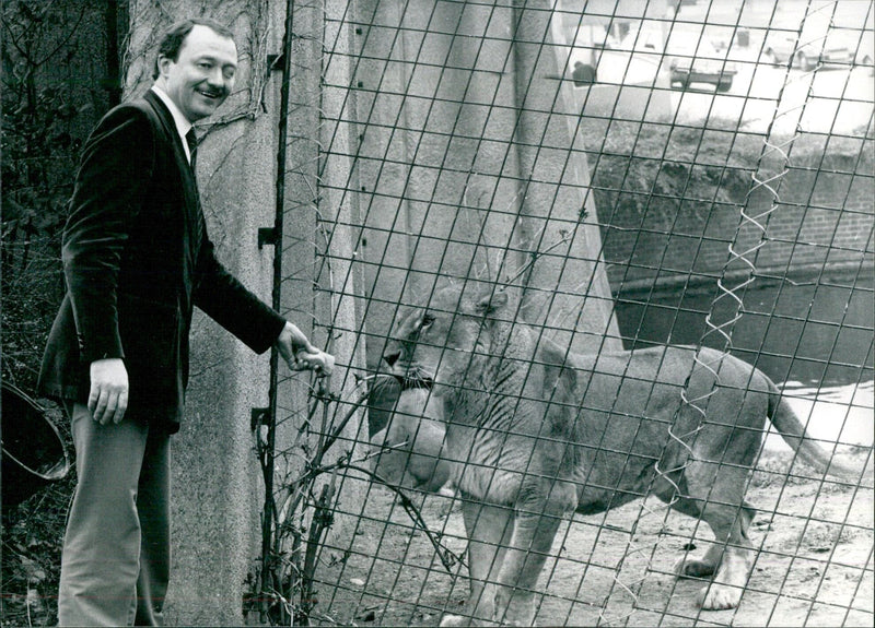 British Politicians with Lioness - Vintage Photograph