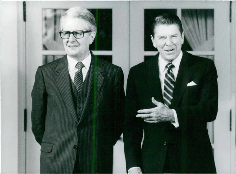 Ronald Reagan and Hans-Jochen Vogel - Vintage Photograph