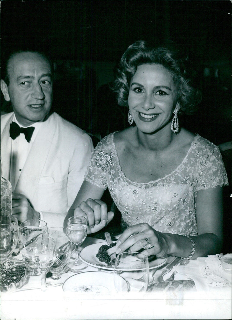 Mme Onassis wearing diamonds at a gala - Vintage Photograph