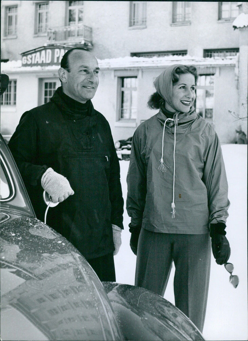 Gstaad, Switzerland - Tina Onassis with Marchese Mario Giorfi - Vintage Photograph