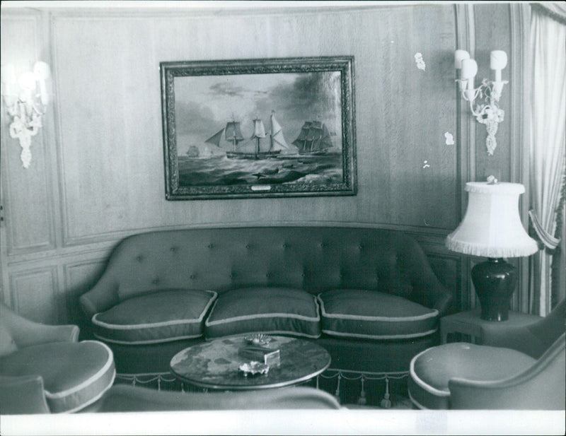 Smoke room and lounge on the "Christina" - Vintage Photograph