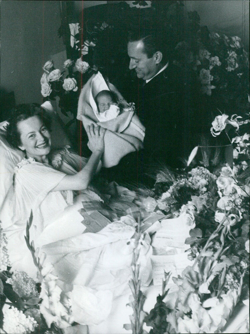 Olivia de Havilland - Elegant with newborn daughter - Vintage Photograph