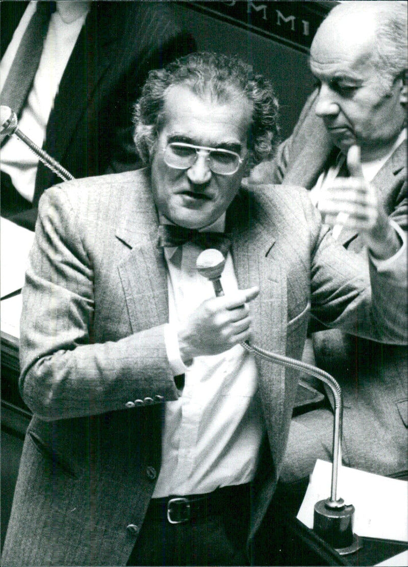 Georges Fillioud, French Minister of Communications, speaking in the National Assembly - Vintage Photograph