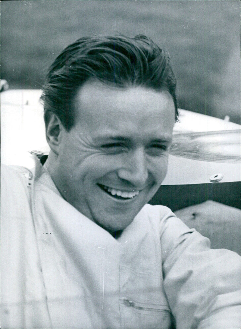 British Racing Driver Robert Burnard with Veedol Trophy, 1963 - Vintage Photograph