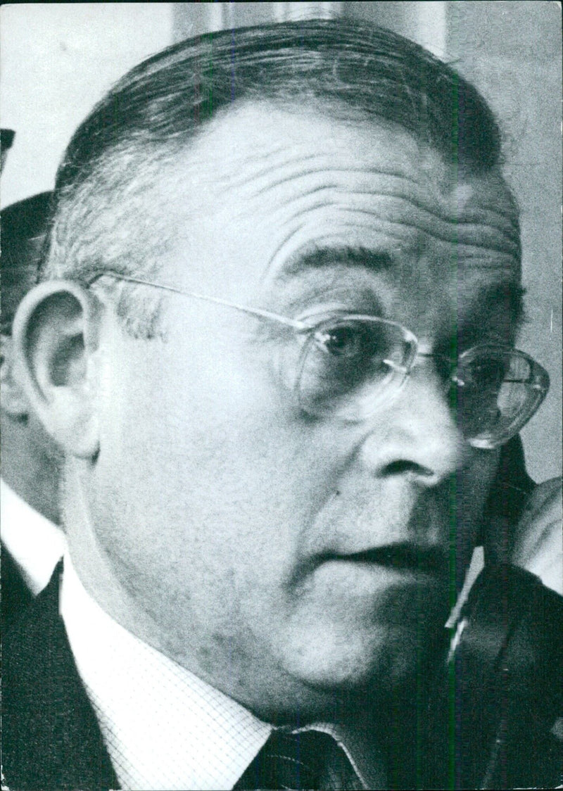 André Bergeron, leader of the FO delegation, during the conferences between unions and the French government - Vintage Photograph