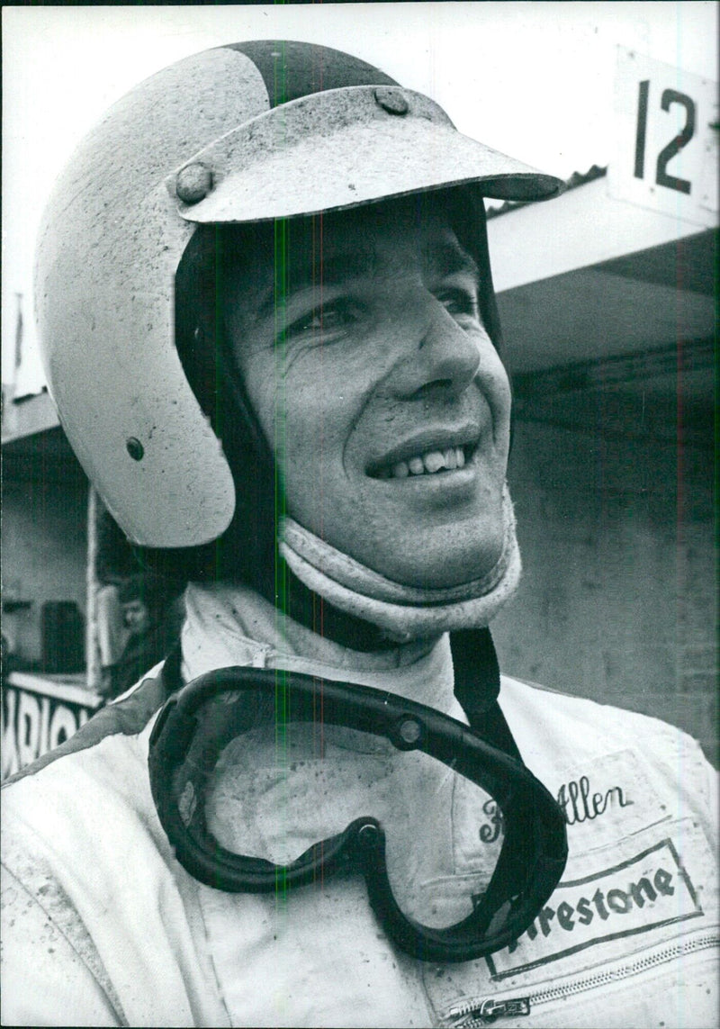 British Racing Driver Ray Allen at the 1969 Formula Ford Races - Vintage Photograph