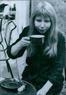 French writer Nicole Bley with her first novel "La Panthère Bleue" (The Blue Panther) - Vintage Photograph