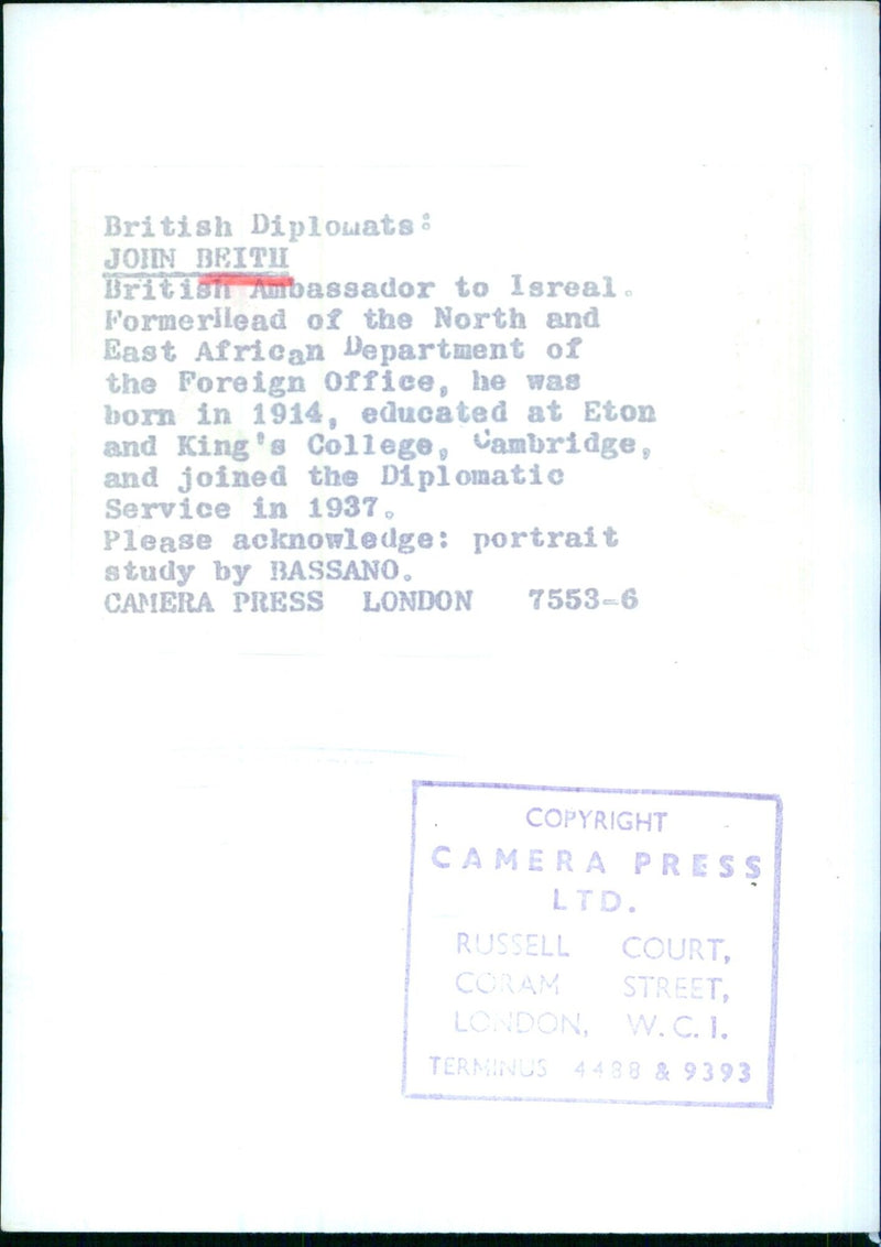 British Diplomats: JOHN BEITU - Vintage Photograph